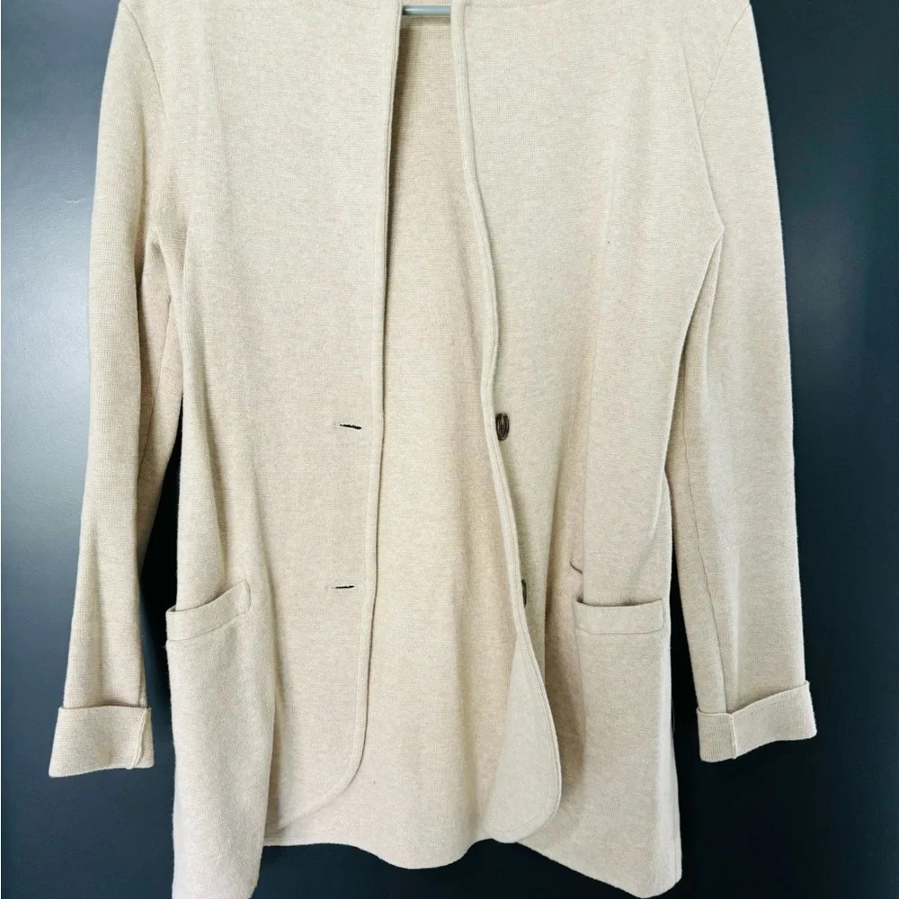 J. Crew Women's Beige Sweater Blazer - Picture 3 of 6